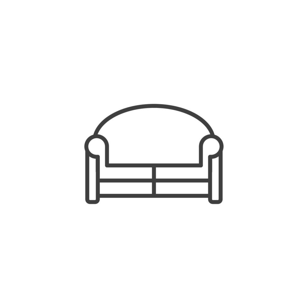 el signo vectorial del símbolo de los muebles del sofá está aislado en un fondo blanco. color de icono de muebles de sofá editable. vector