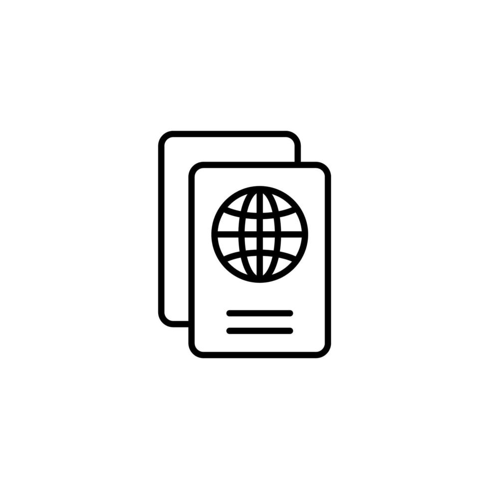Vector sign of the Passport symbol is isolated on a white background. Passport icon color editable.
