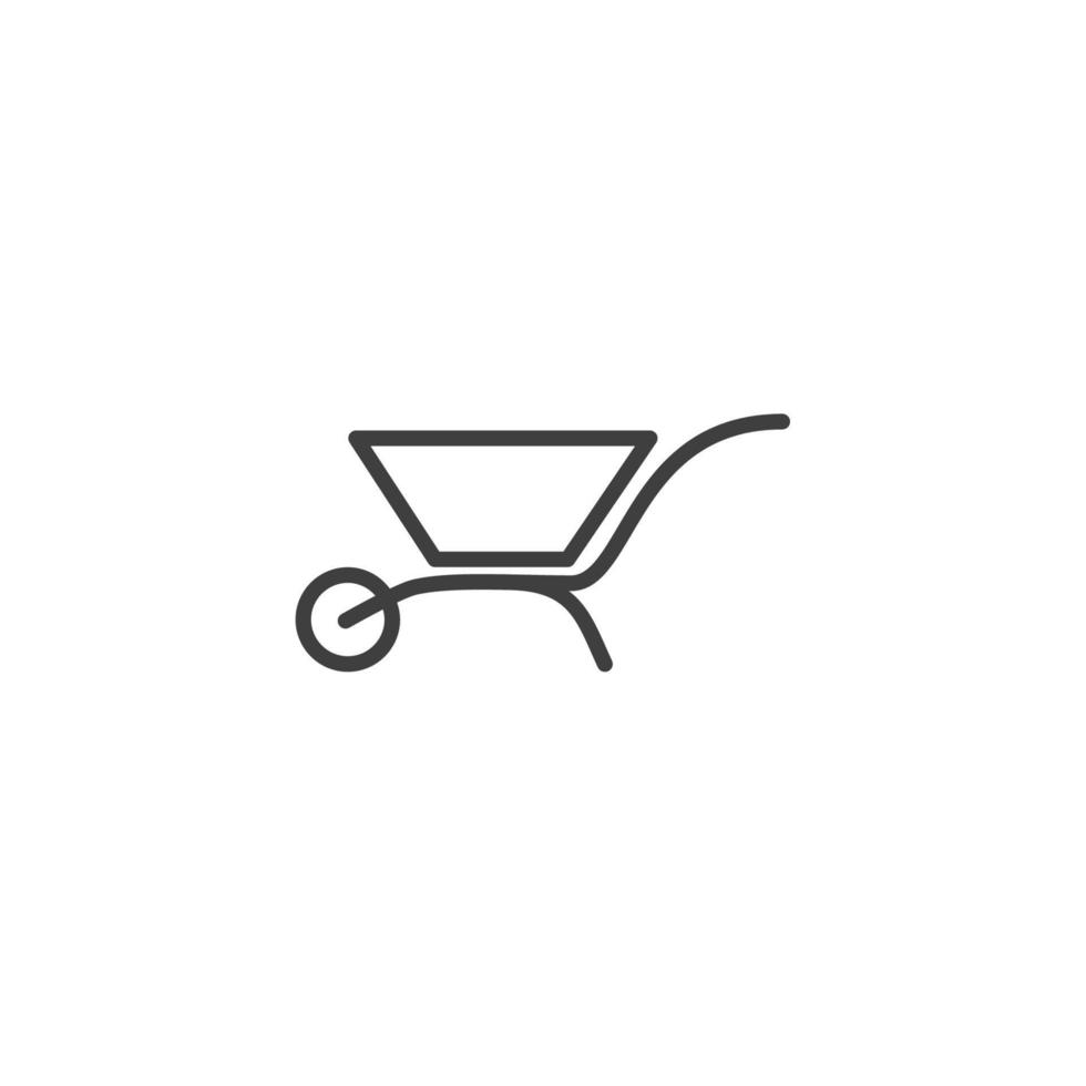 Vector sign of the Wheelbarrow cart symbol is isolated on a white background. Wheelbarrow cart icon color editable.