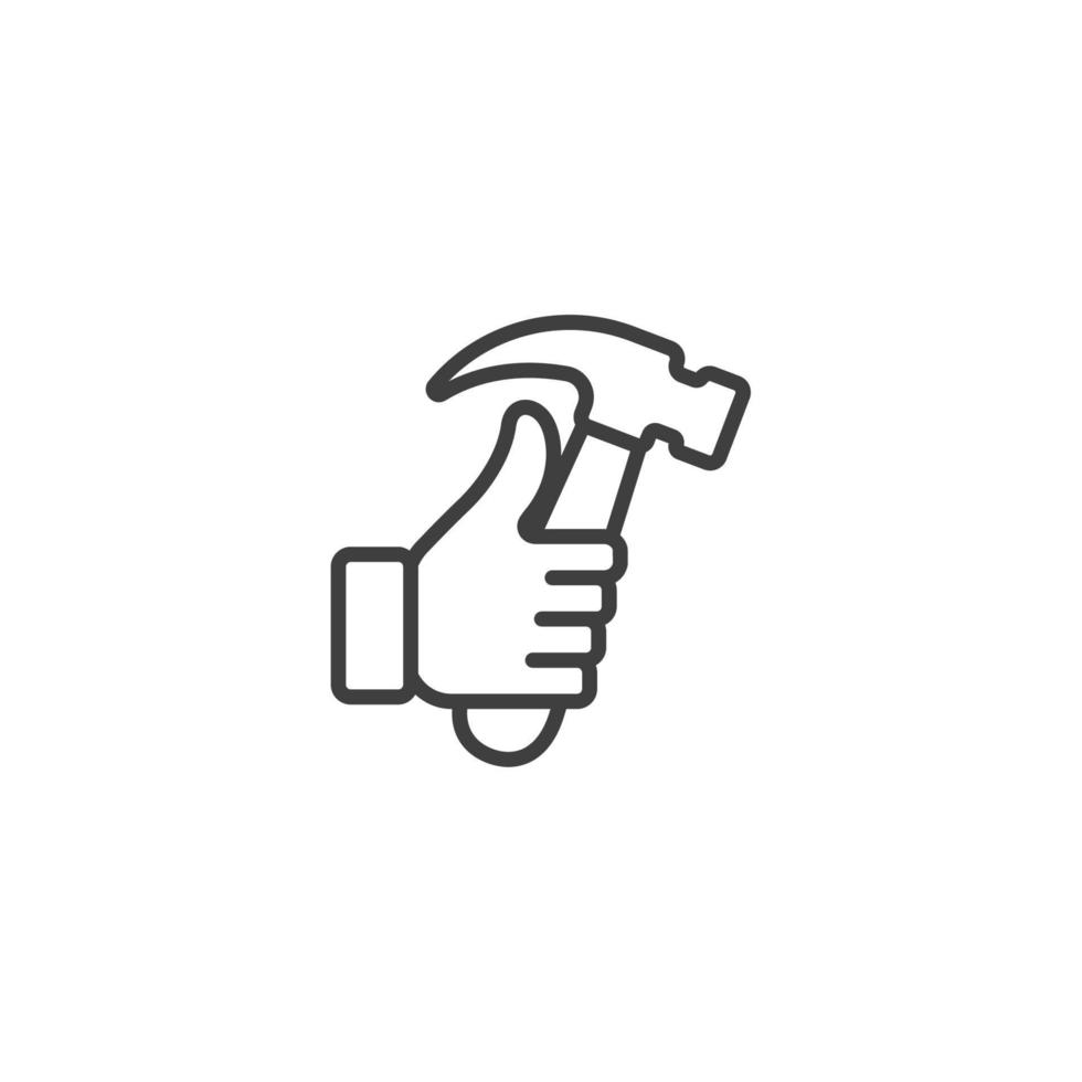 Vector sign of the hammer symbol is isolated on a white background. hammer icon color editable.