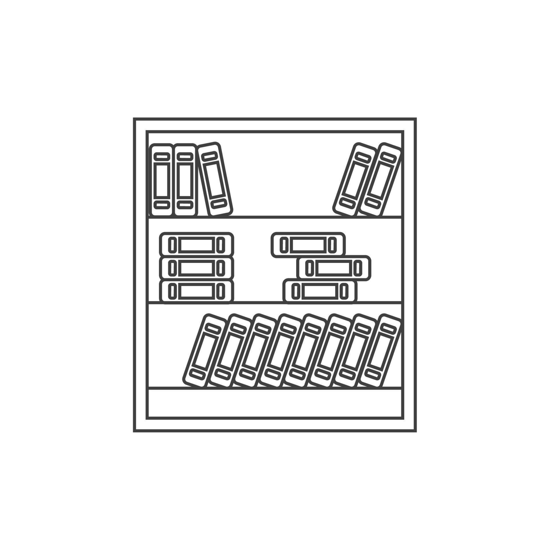 Vector sign of the bookshelf symbol is isolated on a white background