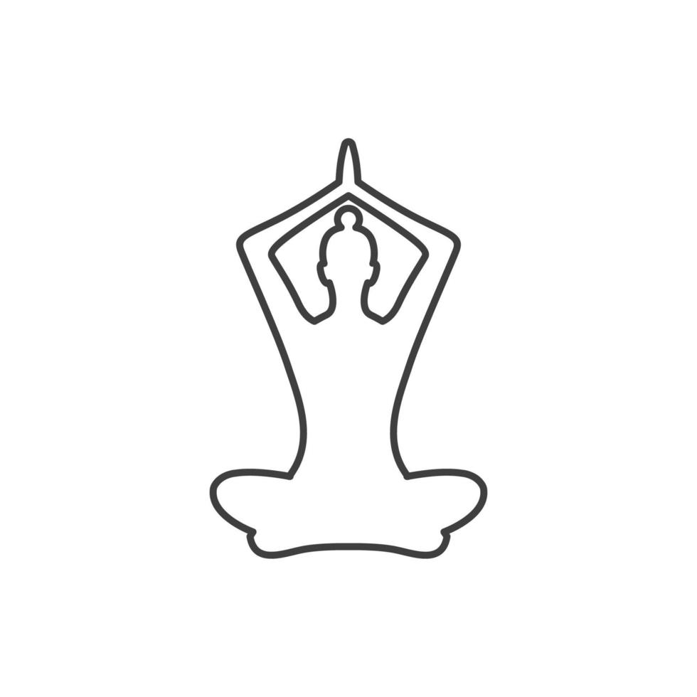 el signo vectorial del símbolo de yoga está aislado en un fondo blanco. color de icono de yoga editable. vector