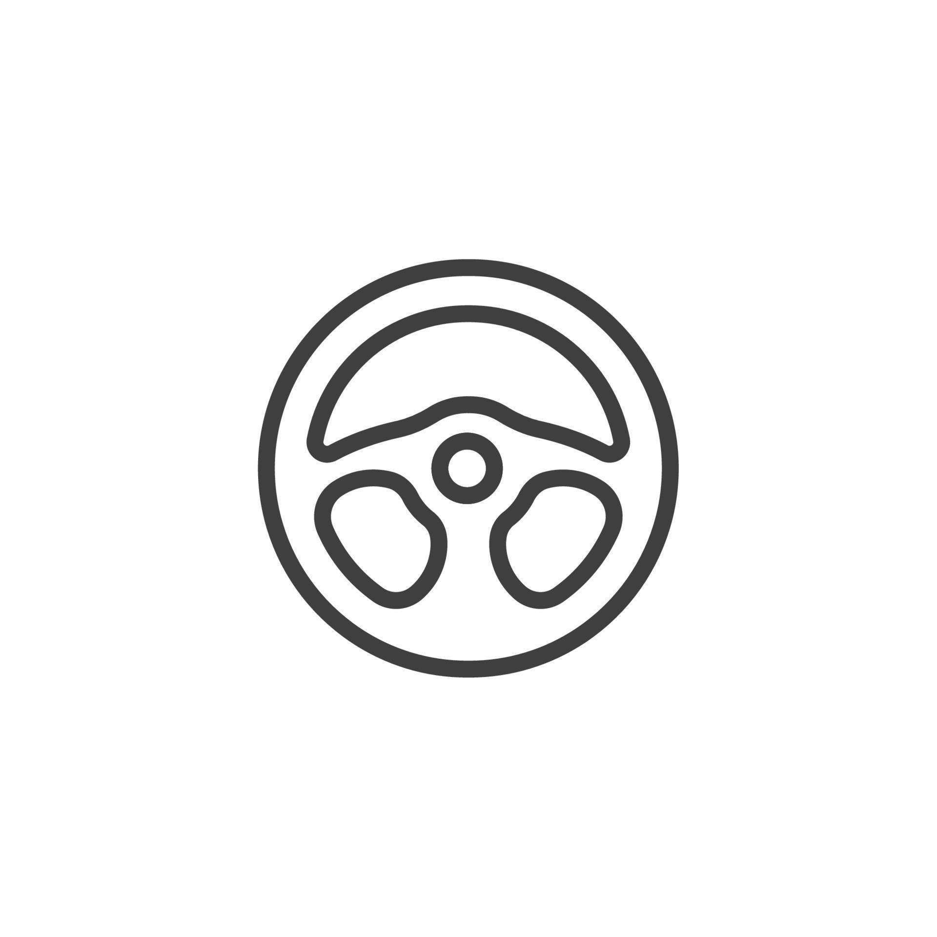 Vector sign of the Car steering wheel symbol is isolated on a white
