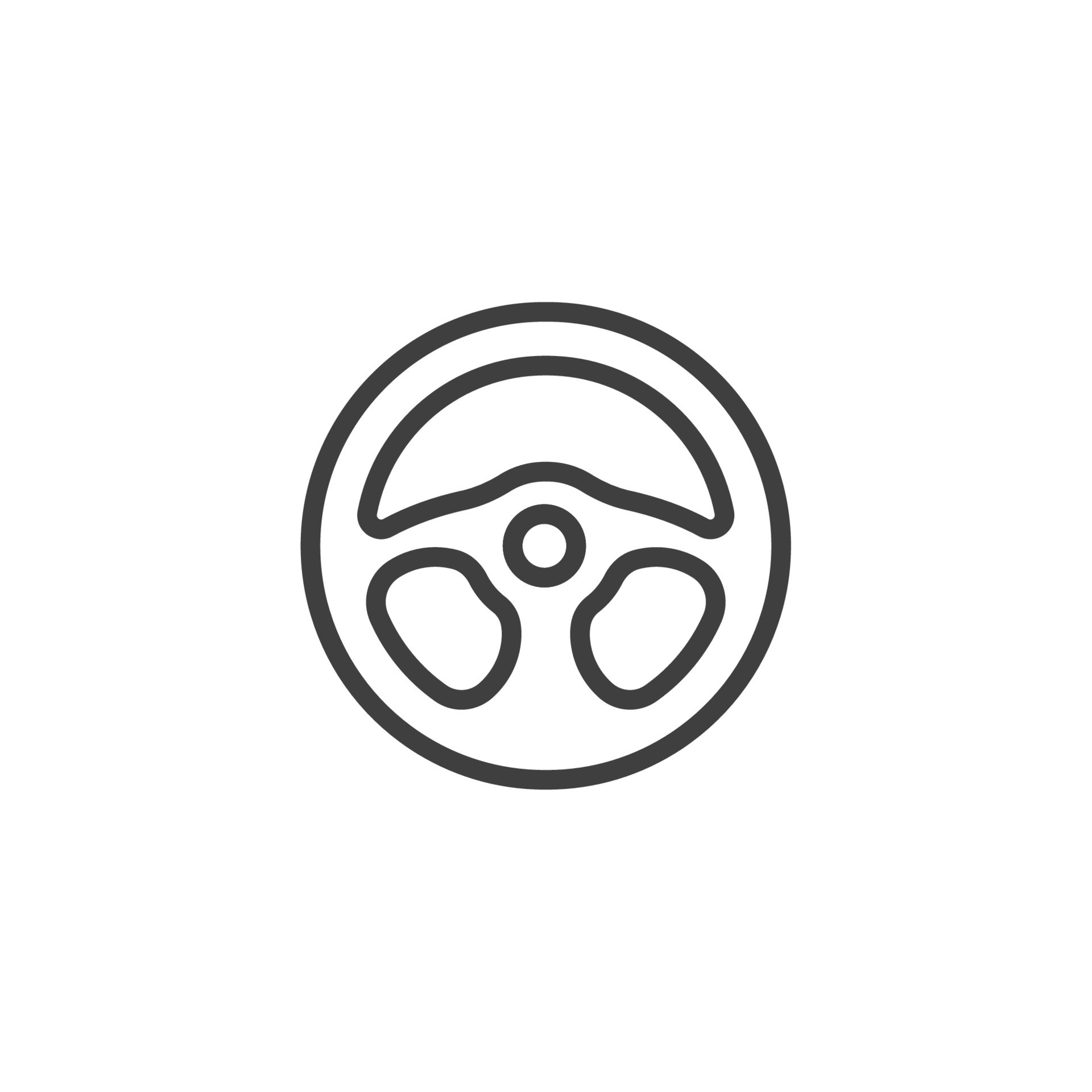 Vector sign of the Car steering wheel symbol is isolated on a white