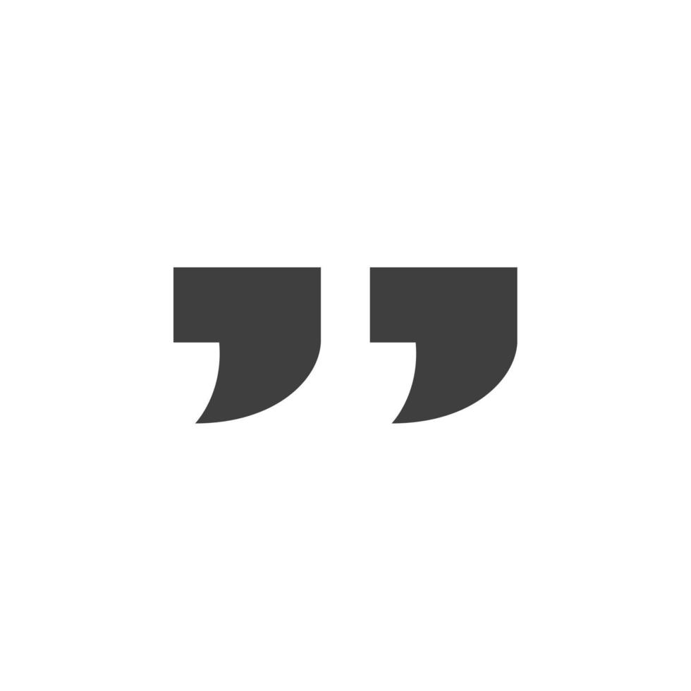 Vector sign of the Quote symbol is isolated on a white background. Quote icon color editable.