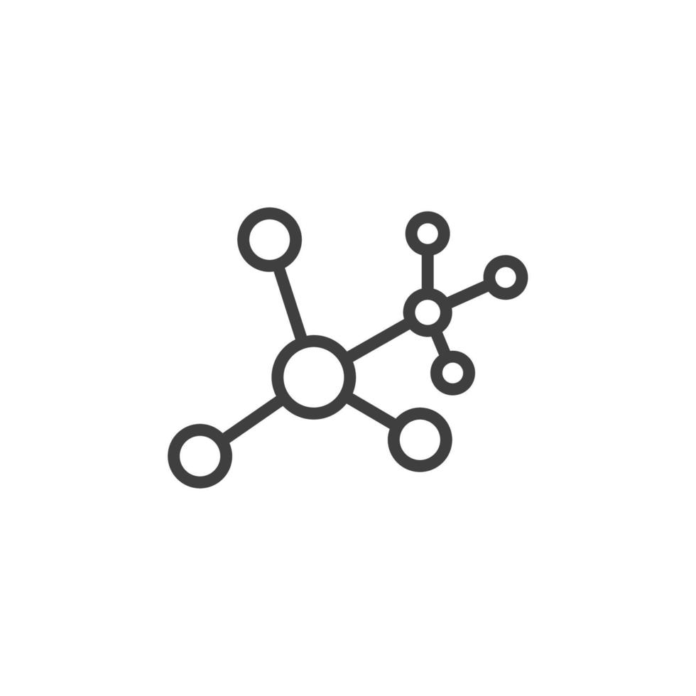 el signo vectorial del símbolo de la molécula está aislado en un fondo blanco. color de icono de molécula editable. vector