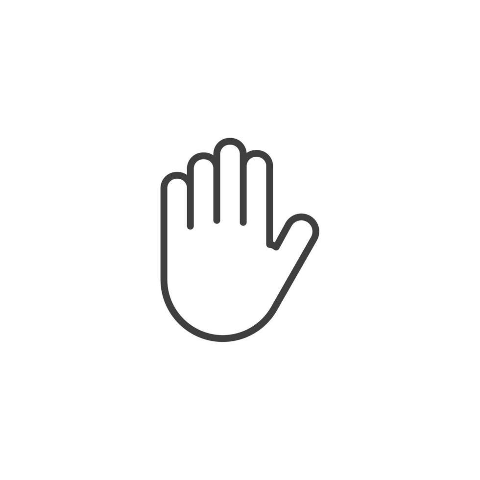 Vector sign of the Hand blocking symbol is isolated on a white background. Hand blocking icon color editable.