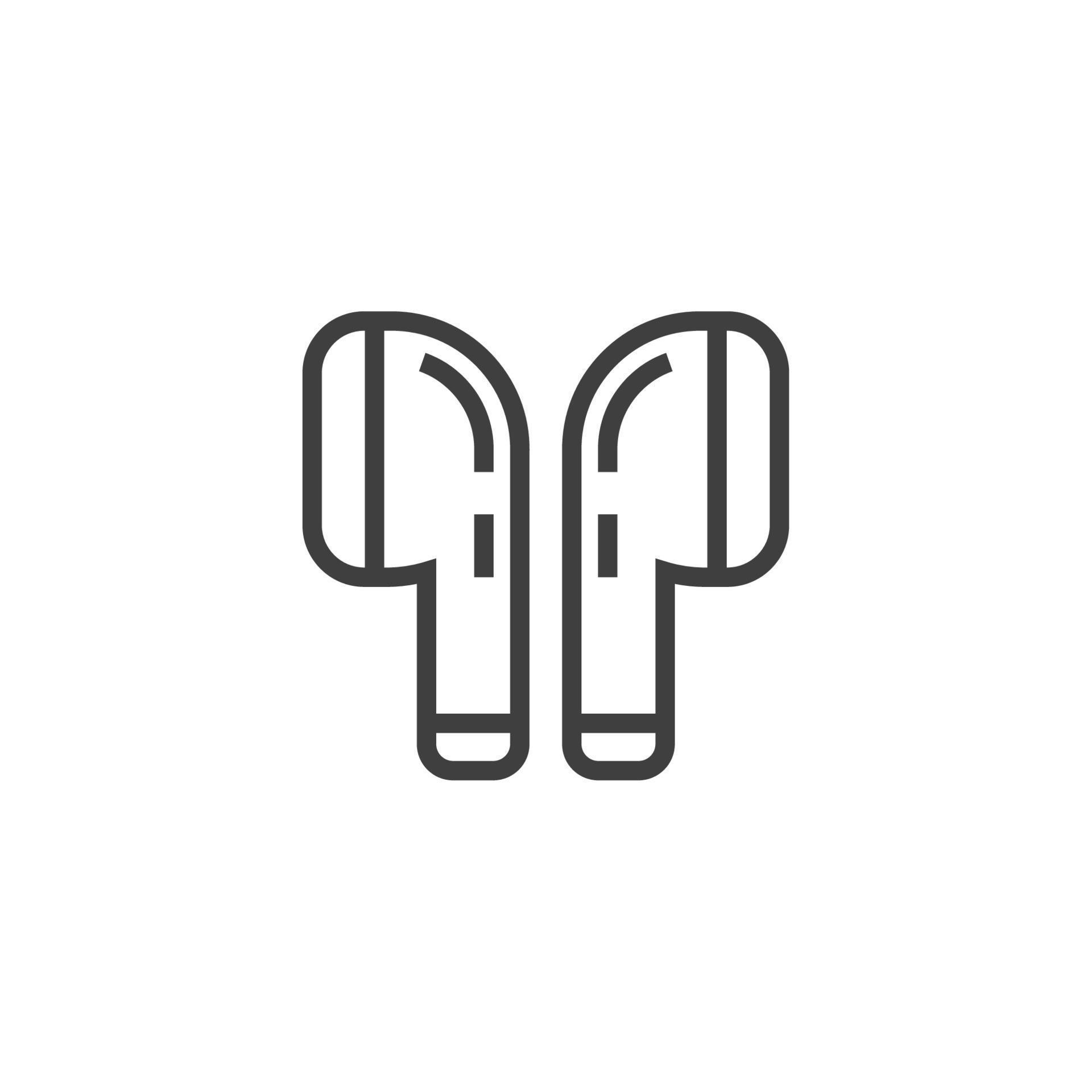 Vector sign of the wireless earphone symbol is isolated on a white