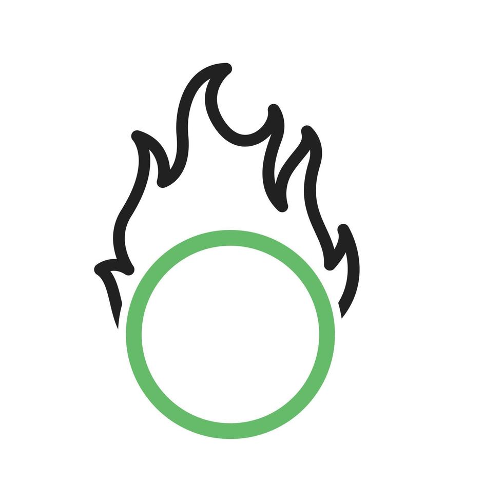 línea de aro de fuego icono verde y negro vector