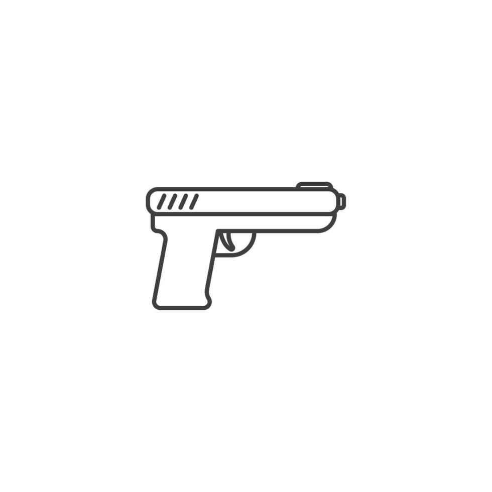 el signo vectorial del símbolo de la pistola está aislado en un fondo blanco. color de icono de pistola editable. vector