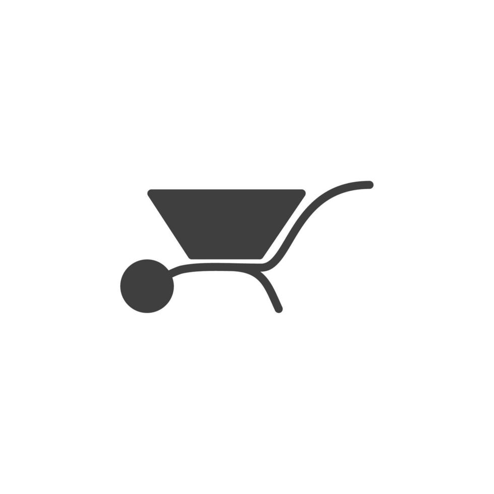 Vector sign of the Wheelbarrow cart symbol is isolated on a white background. Wheelbarrow cart icon color editable.