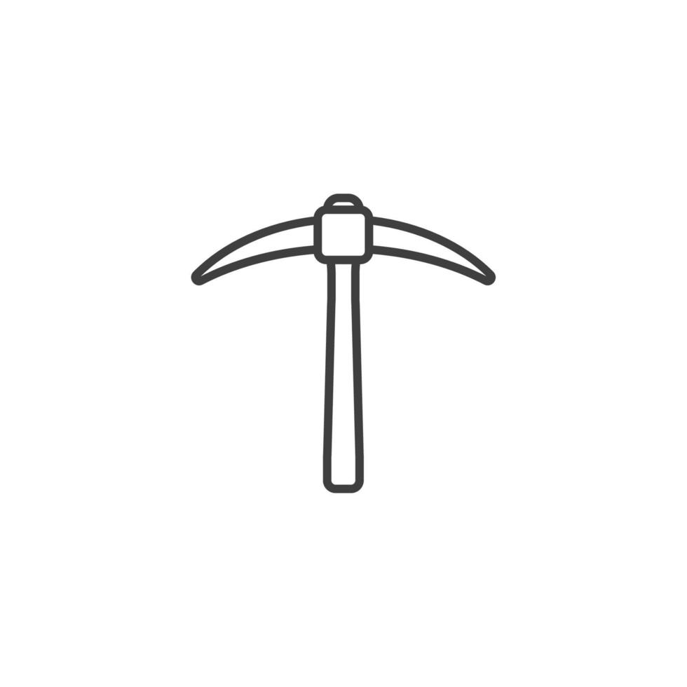 Vector sign of the Pickaxe symbol is isolated on a white background. Pickaxe icon color editable.