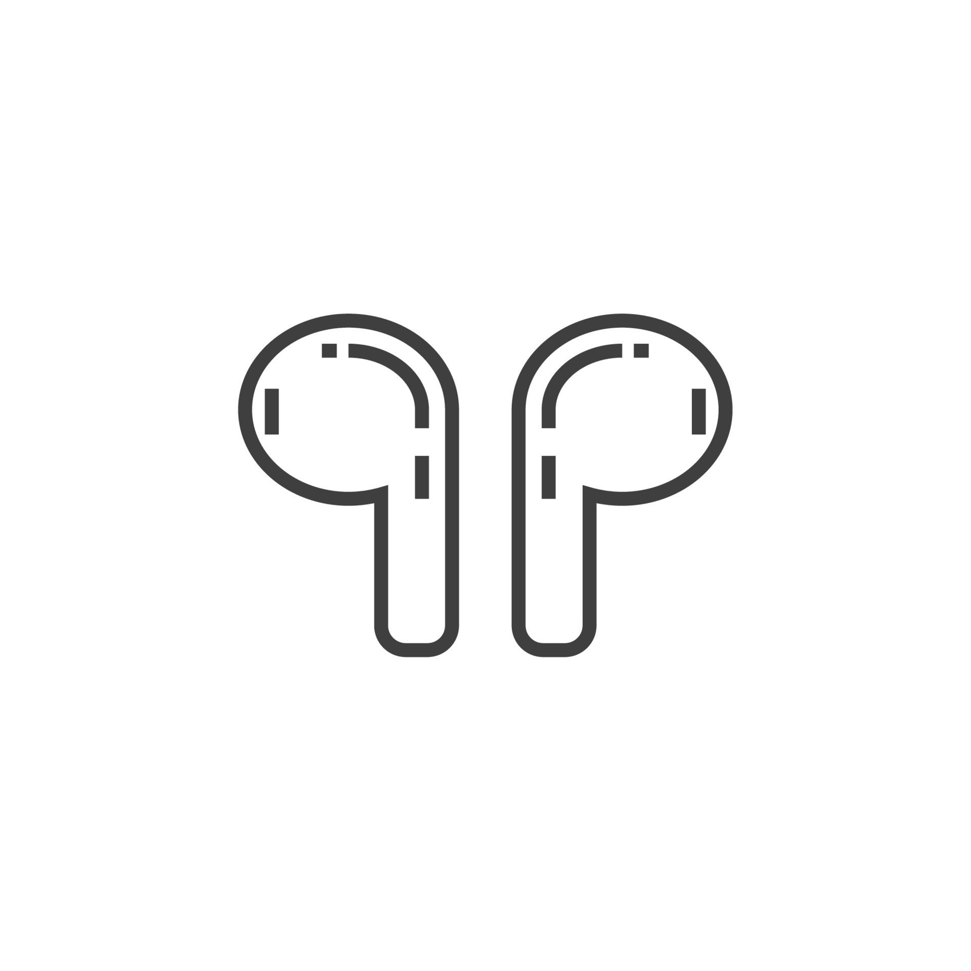 Vector sign of the wireless earphone symbol is isolated on a white