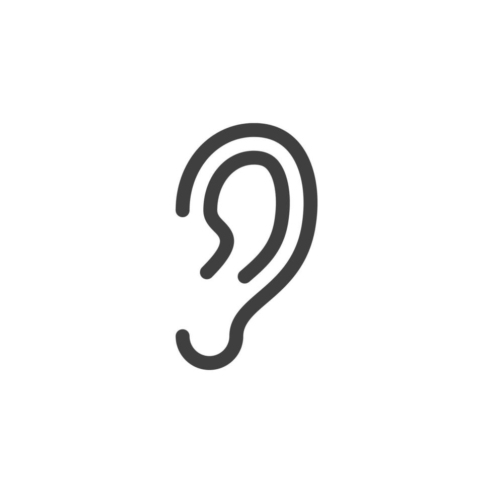 Vector sign of the ear symbol is isolated on a white background. ear icon color editable.