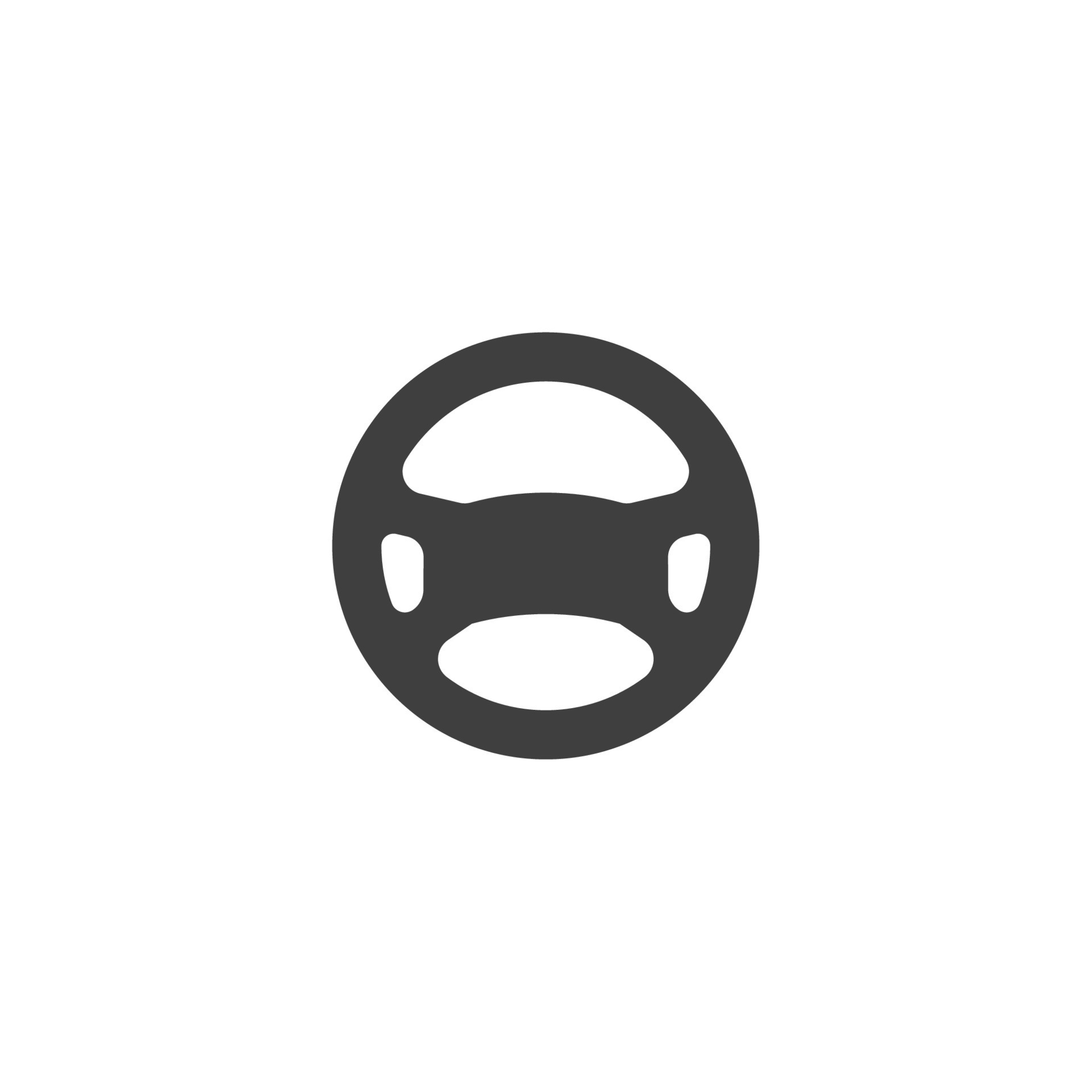 Vector sign of the Car steering wheel symbol is isolated on a white