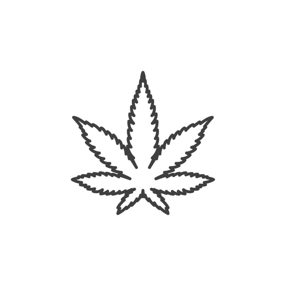 el signo vectorial del símbolo de la hoja de marihuana de cannabis está aislado en un fondo blanco. color de icono de hoja de marihuana de cannabis editable. vector