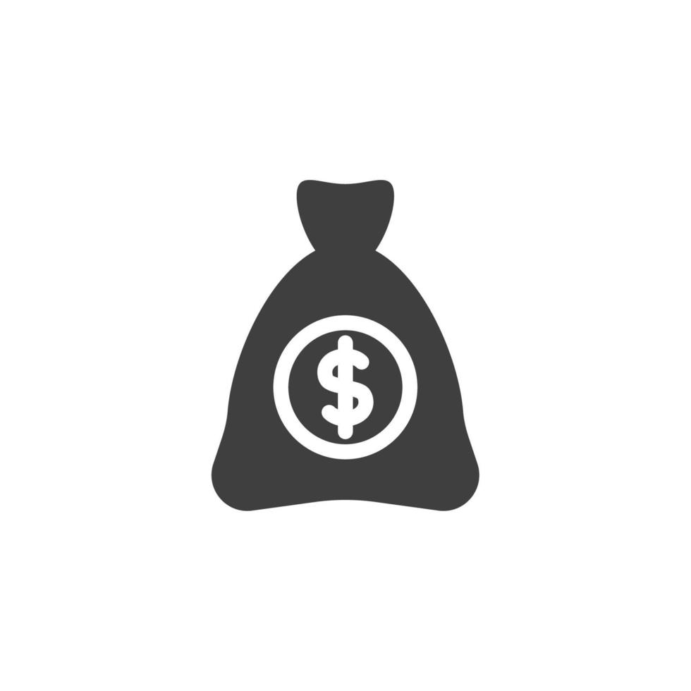 Vector sign of the Money Bag symbol is isolated on a white background. Money Bag icon color editable.