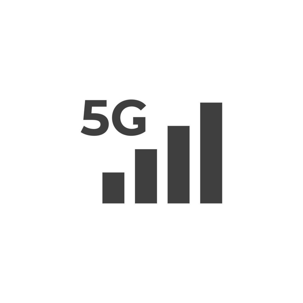 Vector sign of the 5G signal strength mobile phone symbol is isolated on a white background. 5G signal strength mobile phone icon color editable.