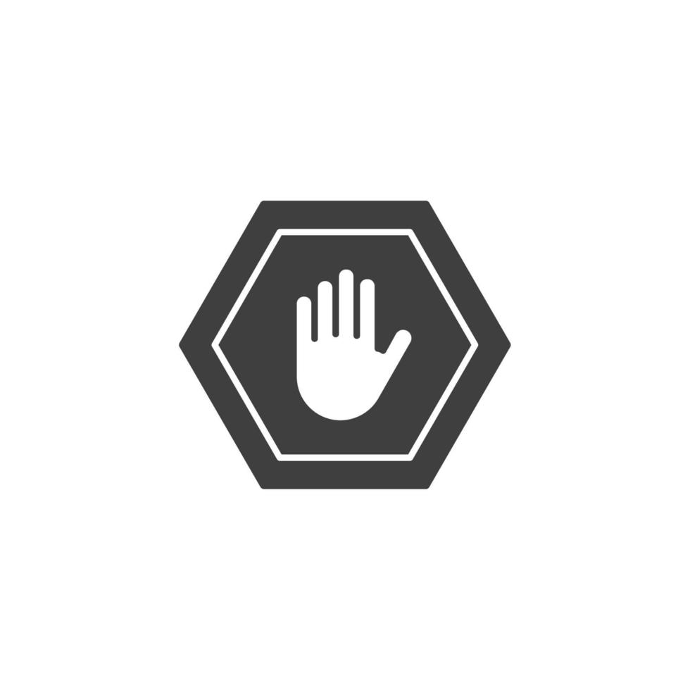 Vector sign of the Hand blocking symbol is isolated on a white background. Hand blocking icon color editable.