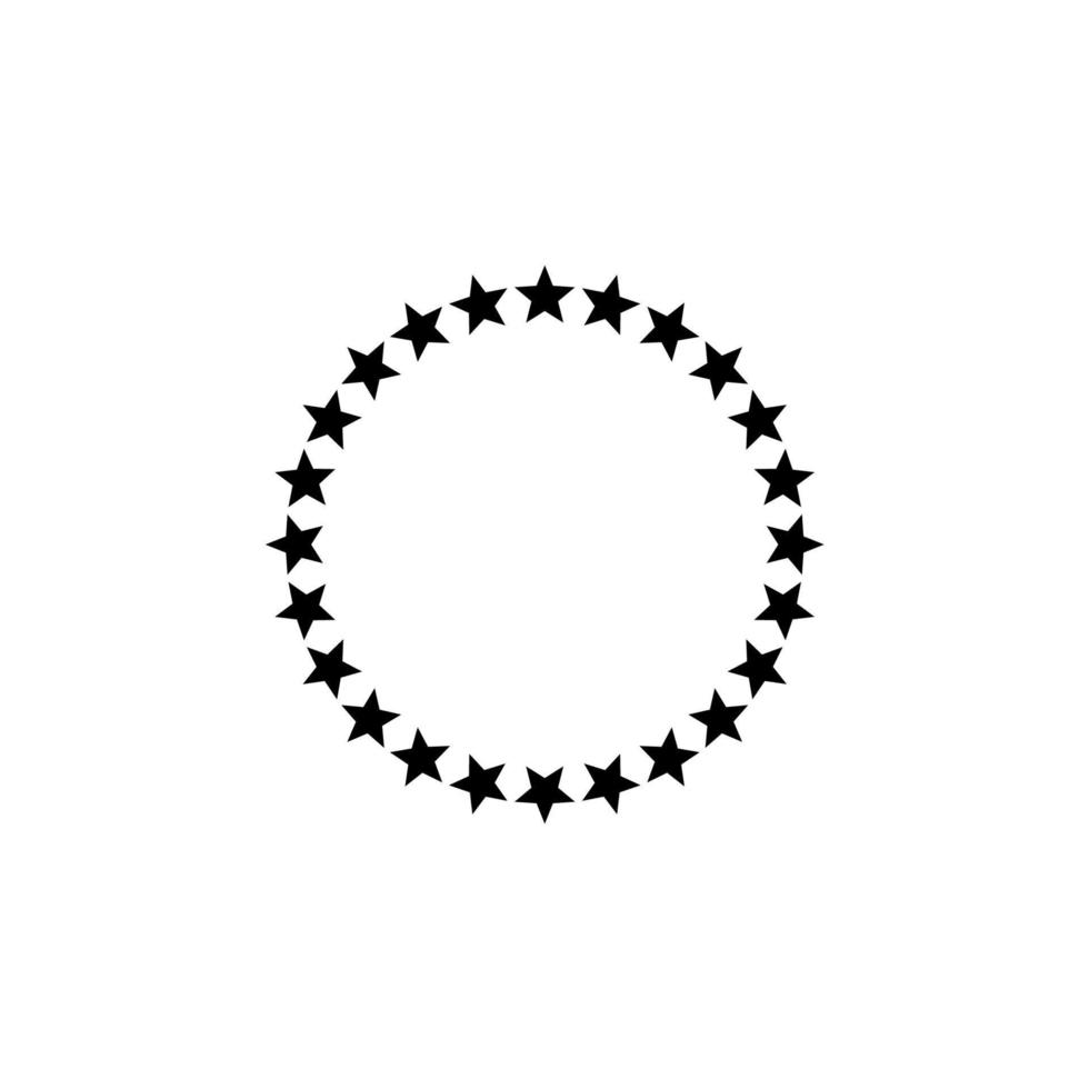 el signo vectorial de las estrellas en el símbolo del círculo está aislado en un fondo blanco. estrellas en color de icono de círculo editable. vector