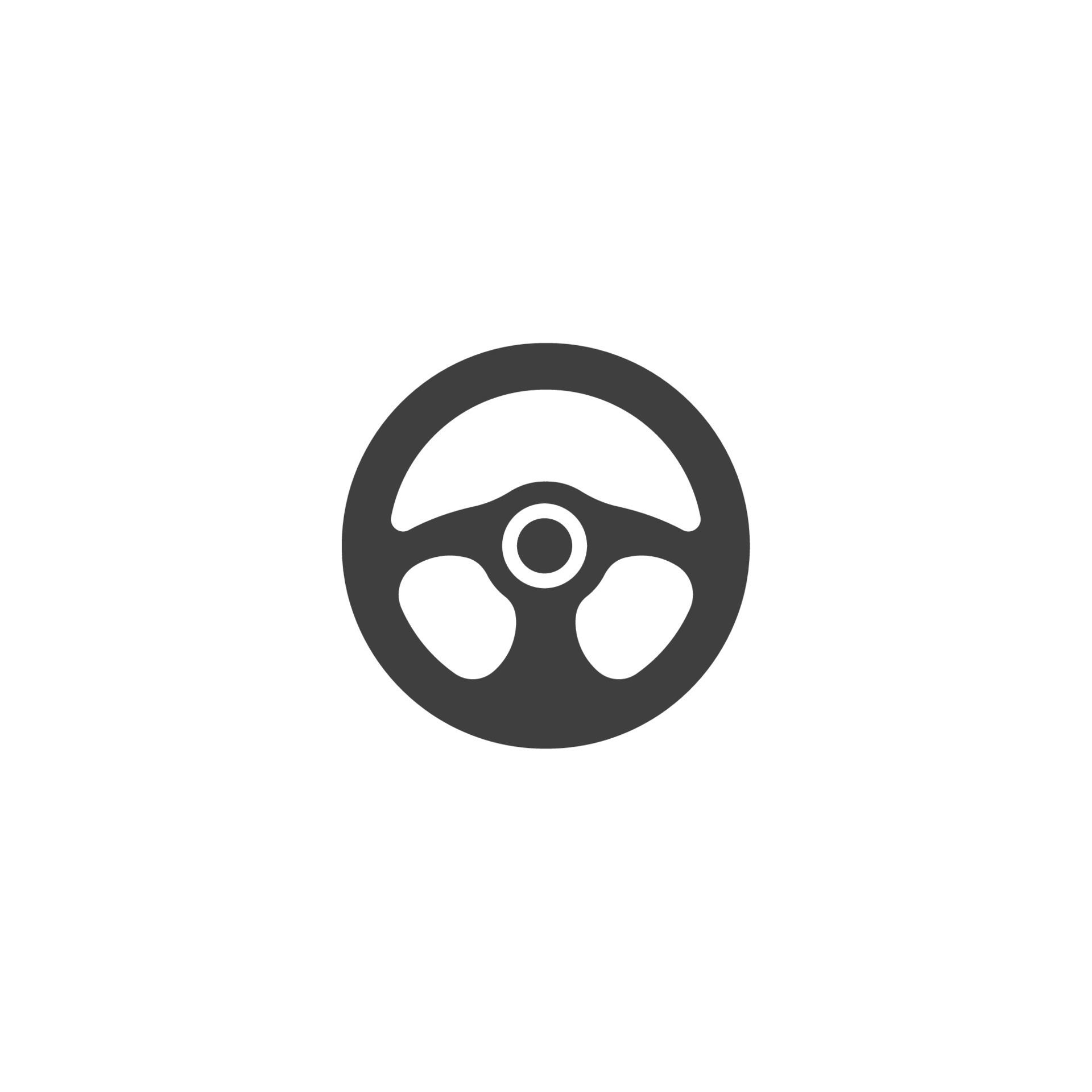 Vector sign of the Car steering wheel symbol is isolated on a white