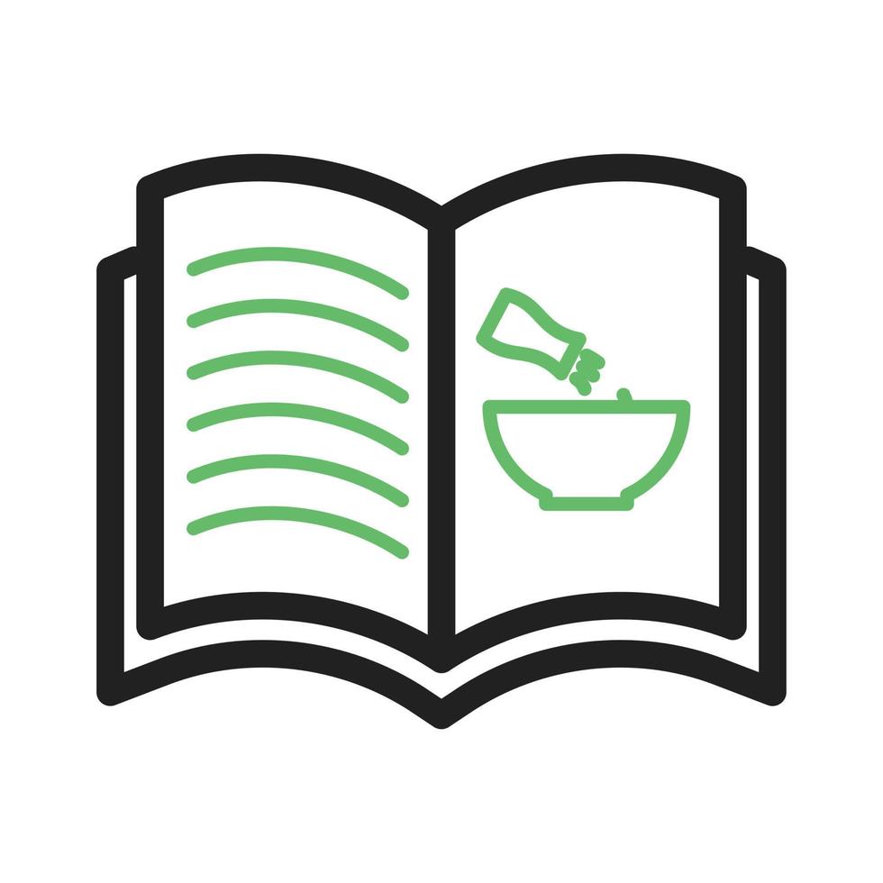 línea de libro de cocina icono verde y negro vector