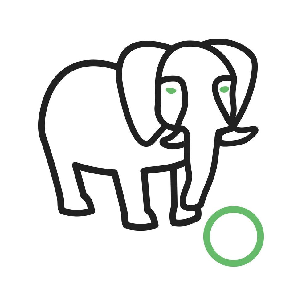 elefante realizando línea icono verde y negro vector