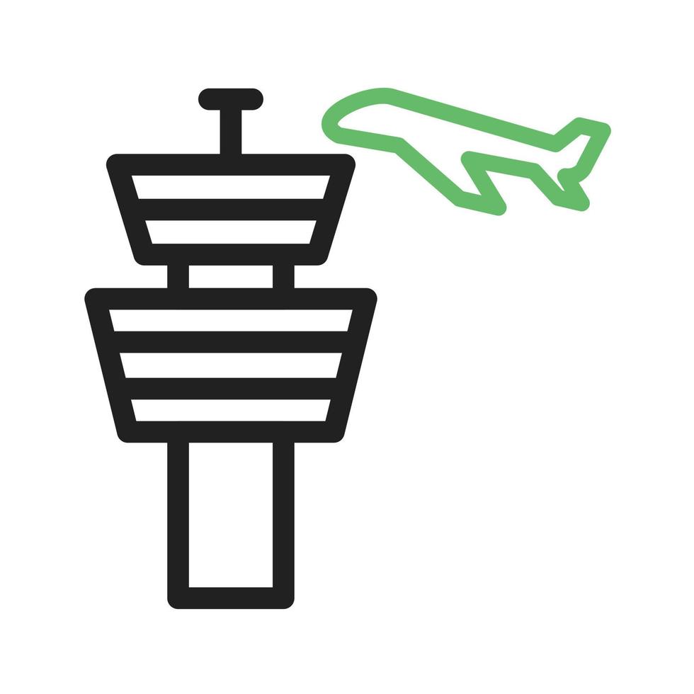 Air Control Tower Line Green and Black Icon vector