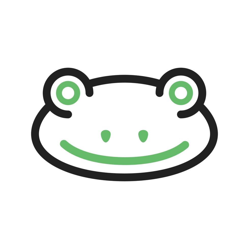 Frog Face Line Green and Black Icon vector