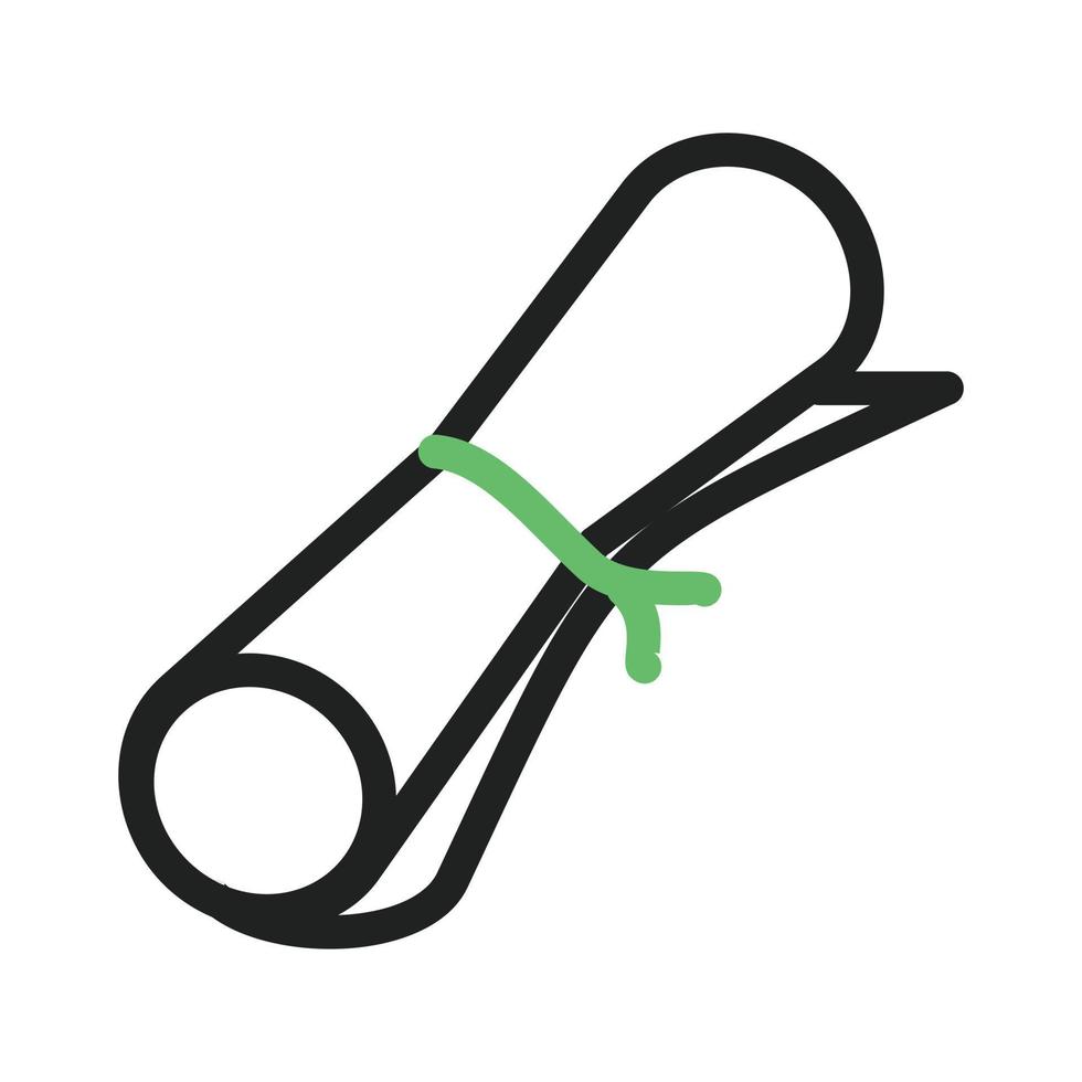 Diploma Line Green and Black Icon vector