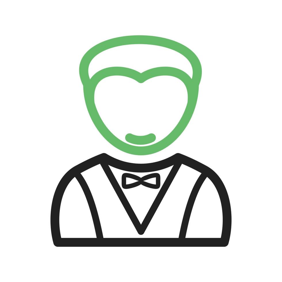 Man as Waiter Line Green and Black Icon vector