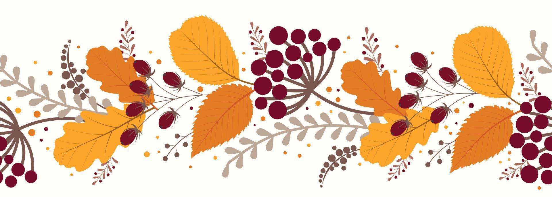 Seamless autumn hand-drawn border vector