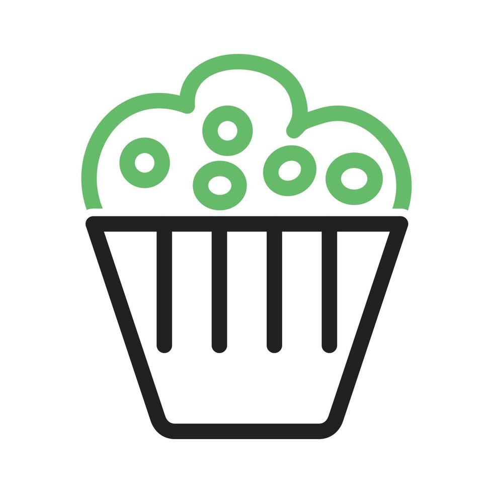 cupcake línea icono verde y negro vector