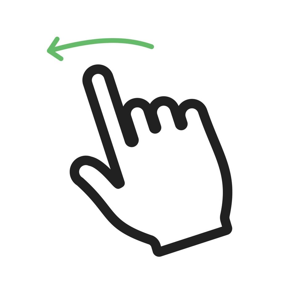 Swipe Left Line Green and Black Icon vector