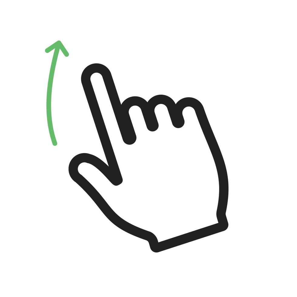 Swipe Up Line Green and Black Icon vector