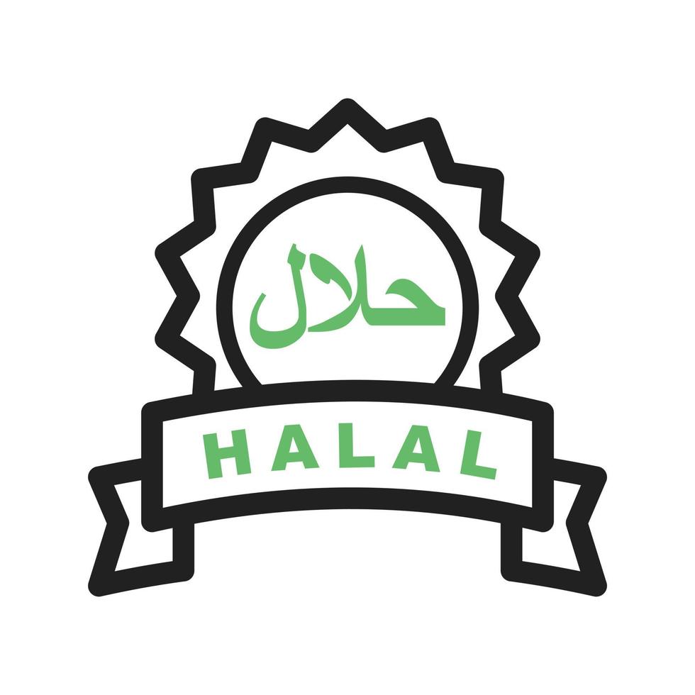 línea de etiqueta halal icono verde y negro vector