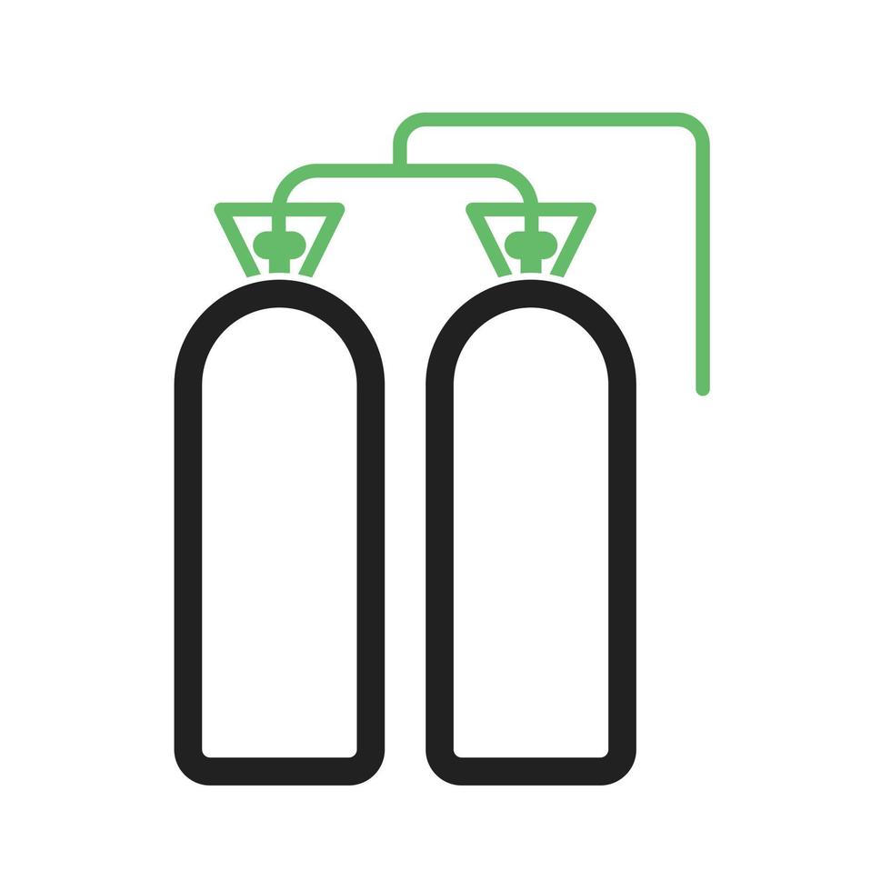 línea de tanques de oxígeno icono verde y negro vector