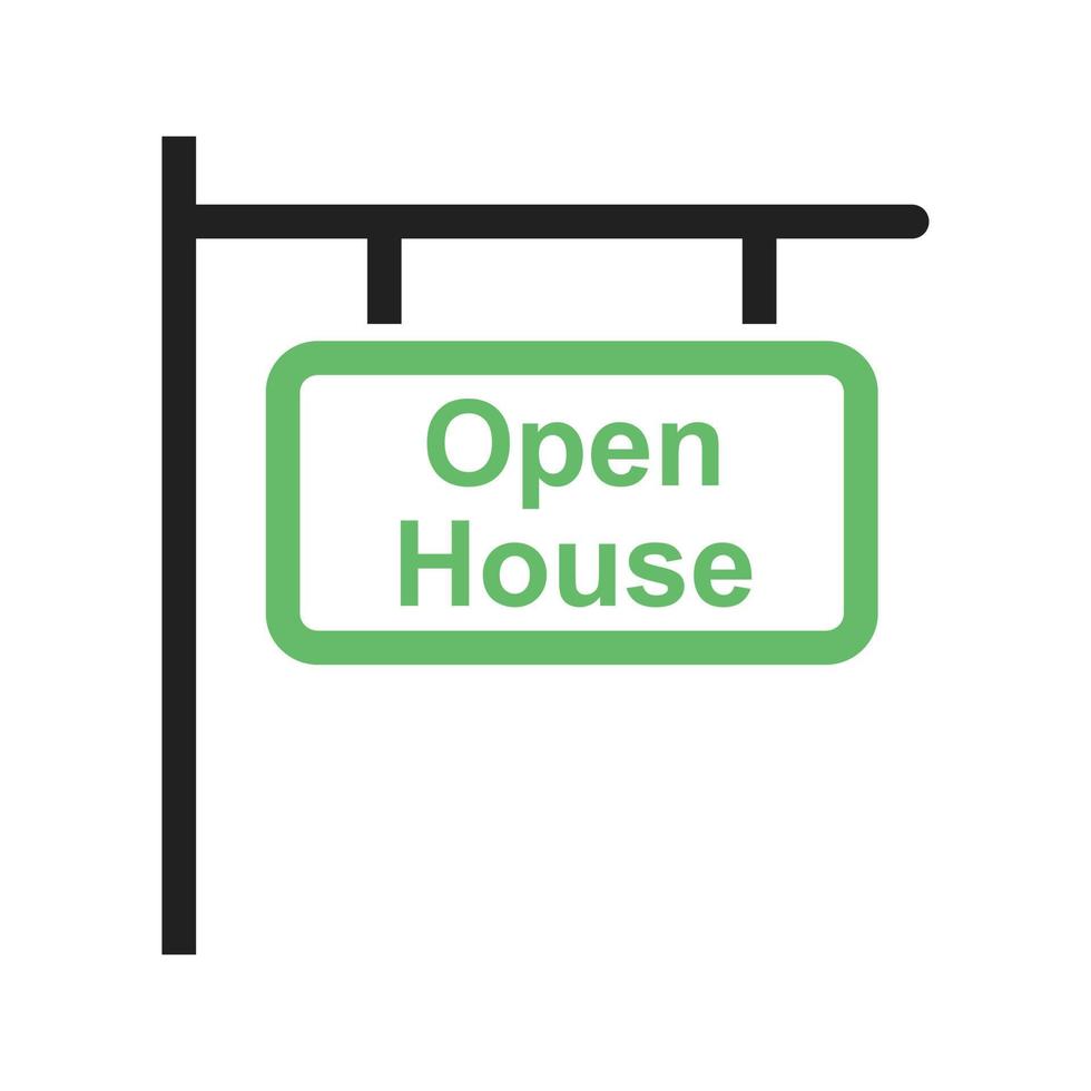 Open House Sign Line Green and Black Icon vector