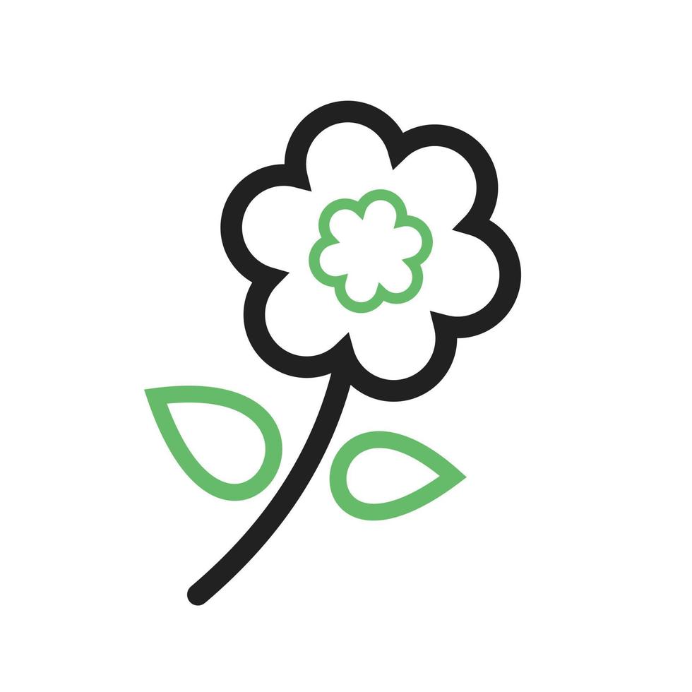 Flower with leaves Line Green and Black Icon vector