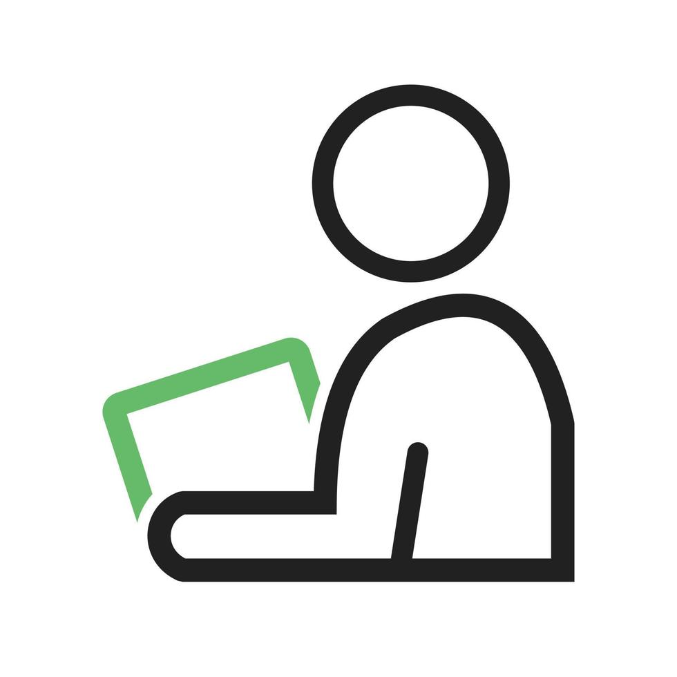 Reading on Smart Device Line Green and Black Icon vector