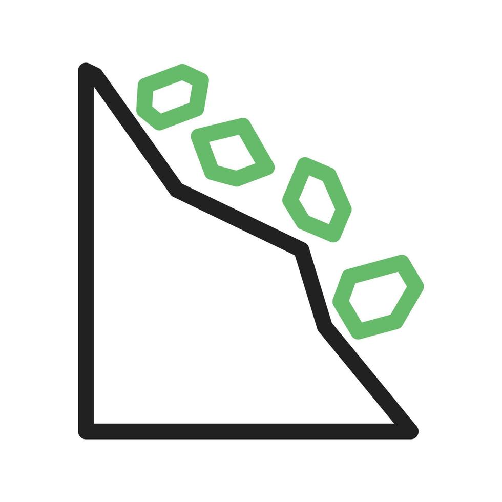 Landslide Line Green and Black Icon vector