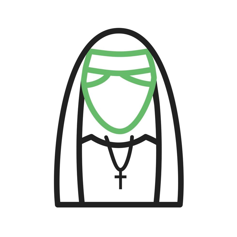 Lady in Nun Dress Line Green and Black Icon vector