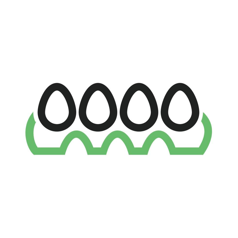 Eggs Tray Line Green and Black Icon vector