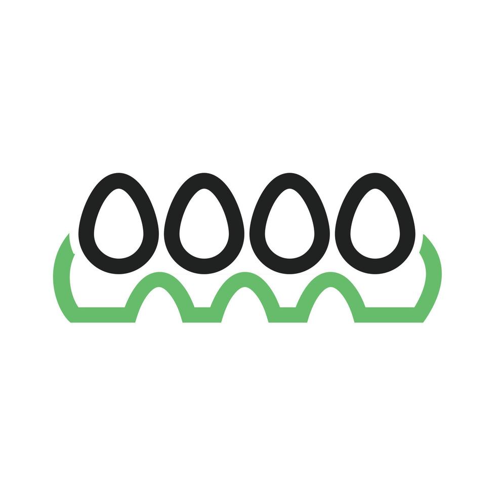 Eggs Tray Line Green and Black Icon vector