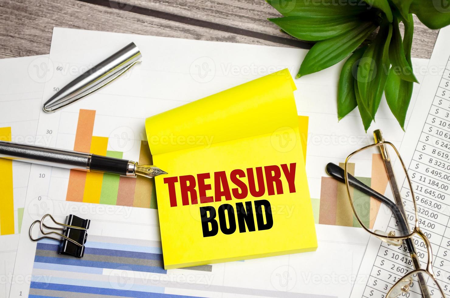 yellow paper with the text Treasury bonds photo