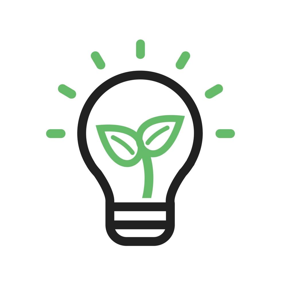 Eco friendly Bulb Line Green and Black Icon vector