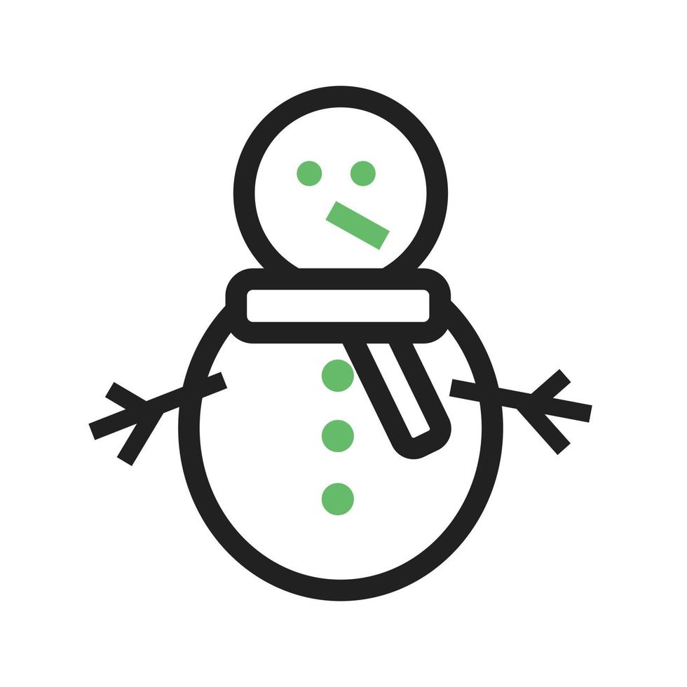 Snowman II Line Green and Black Icon vector