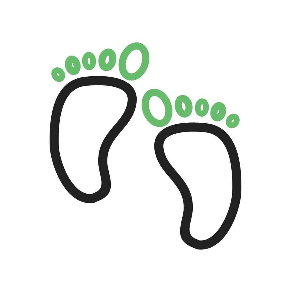 línea de pies de bebé icono verde y negro vector