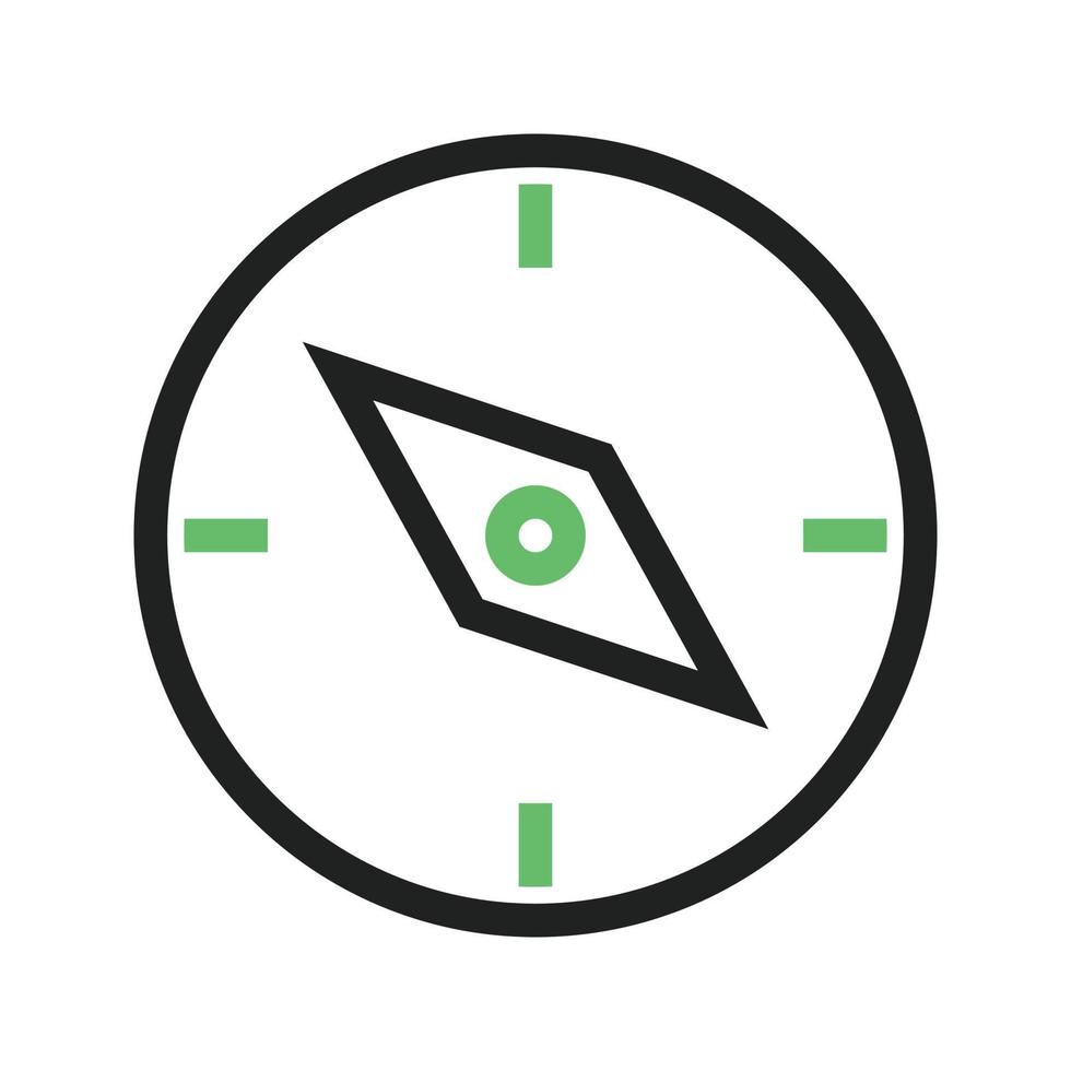 Compass Pointing West Line Green and Black Icon vector