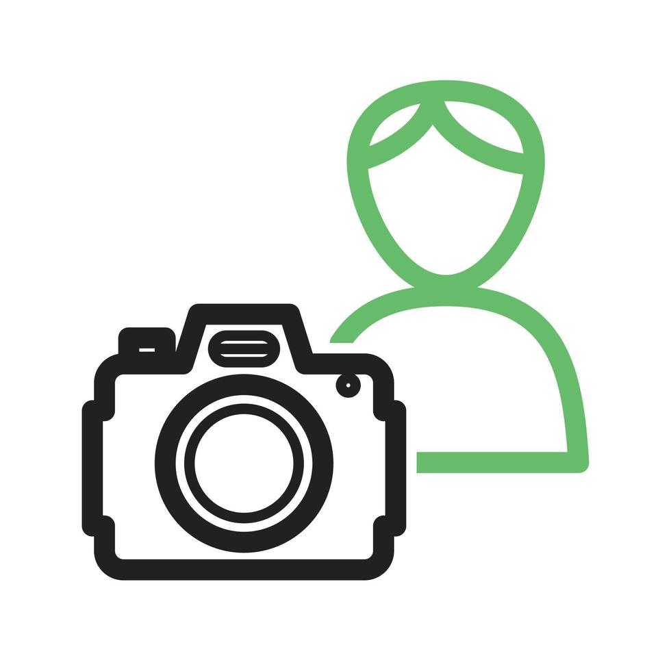 Photographer II Line Green and Black Icon vector